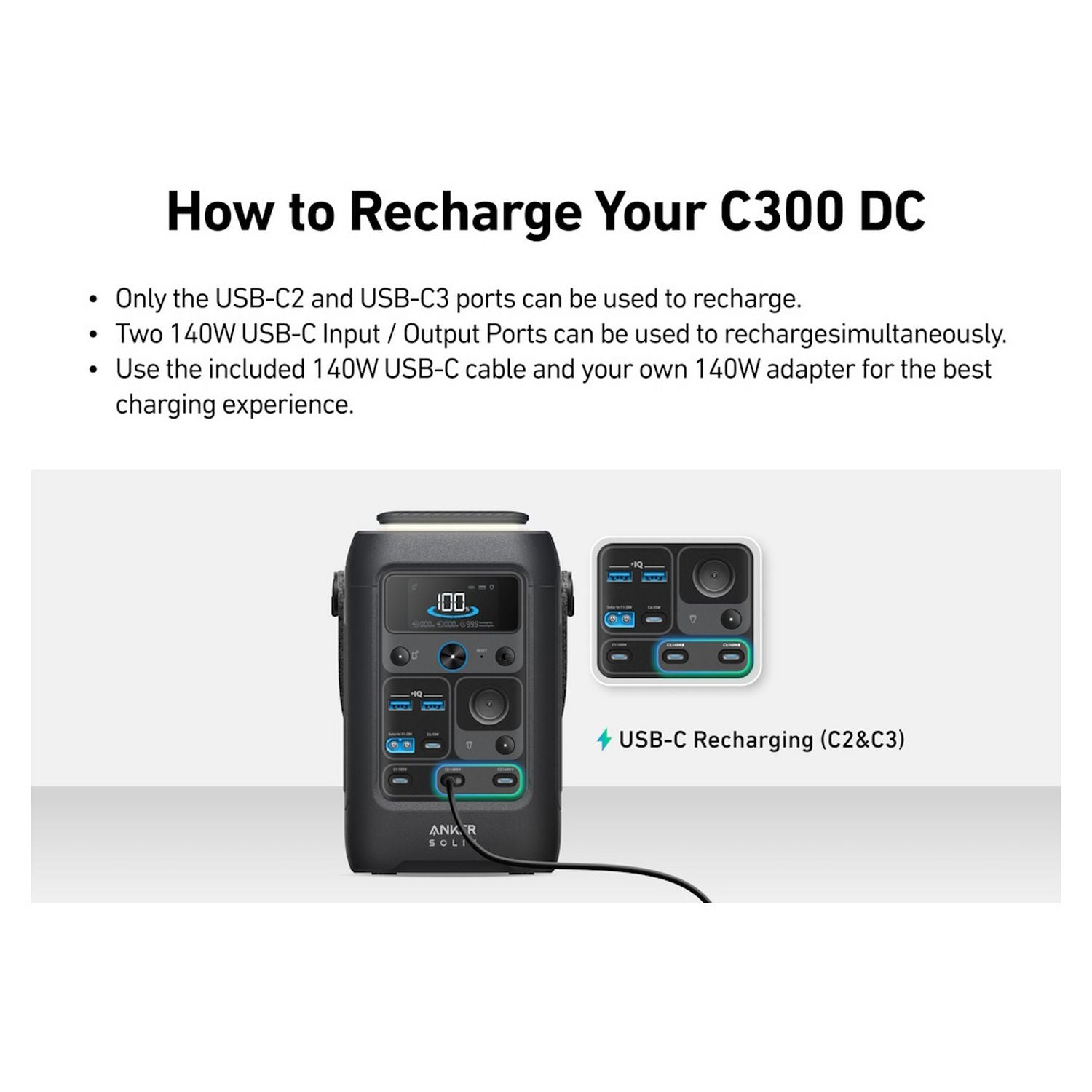 Anker SOLIX C300X portable power station 288Wh, imported from the UK
