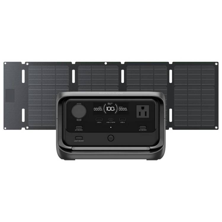 EcoFlow RIVER 3 UPS Power Station and 45W USB-C Solar Panel