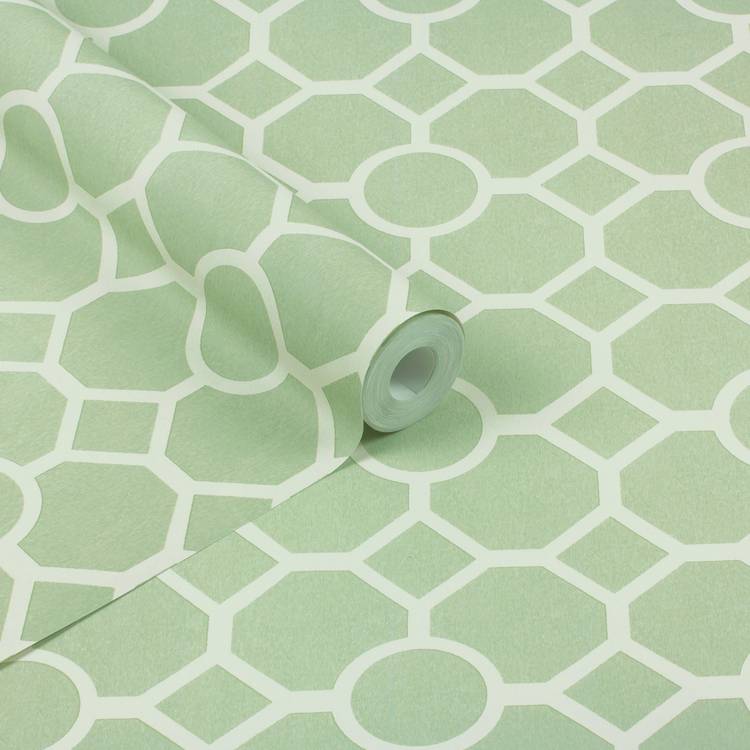 RHS Star Trellis Sage wallpaper 50cm x 10m, UK version