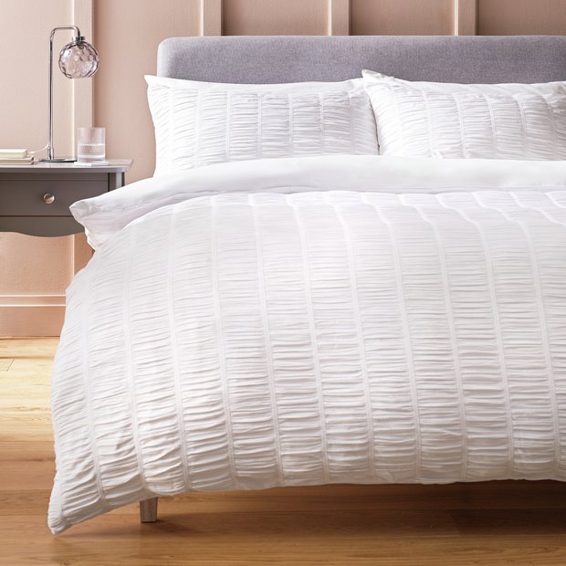 Argos Home ruched texture white bedding set single - British product
