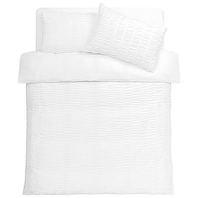 Argos Home ruched texture white bedding set single - British product