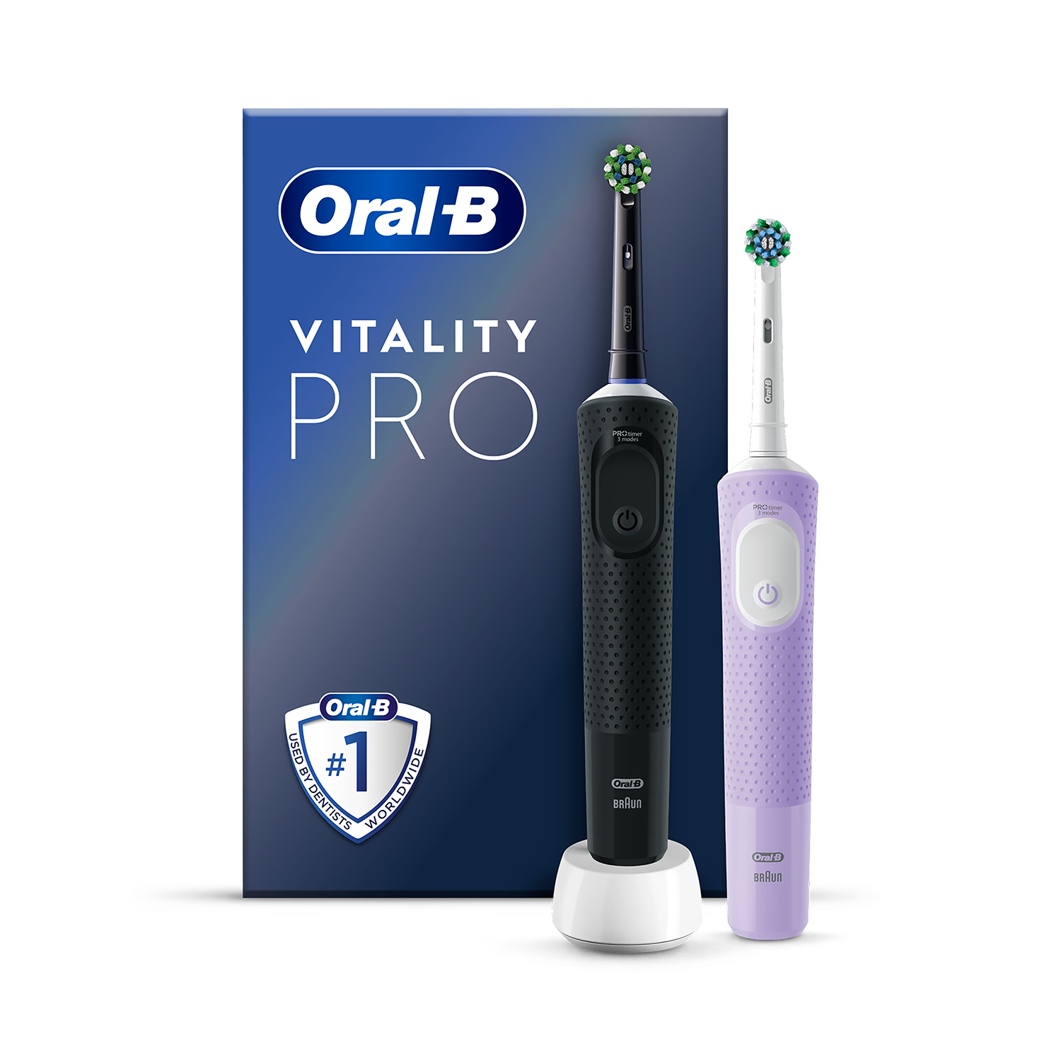 Oral-B Vitality Pro electric toothbrush duo pack black lilac - British product