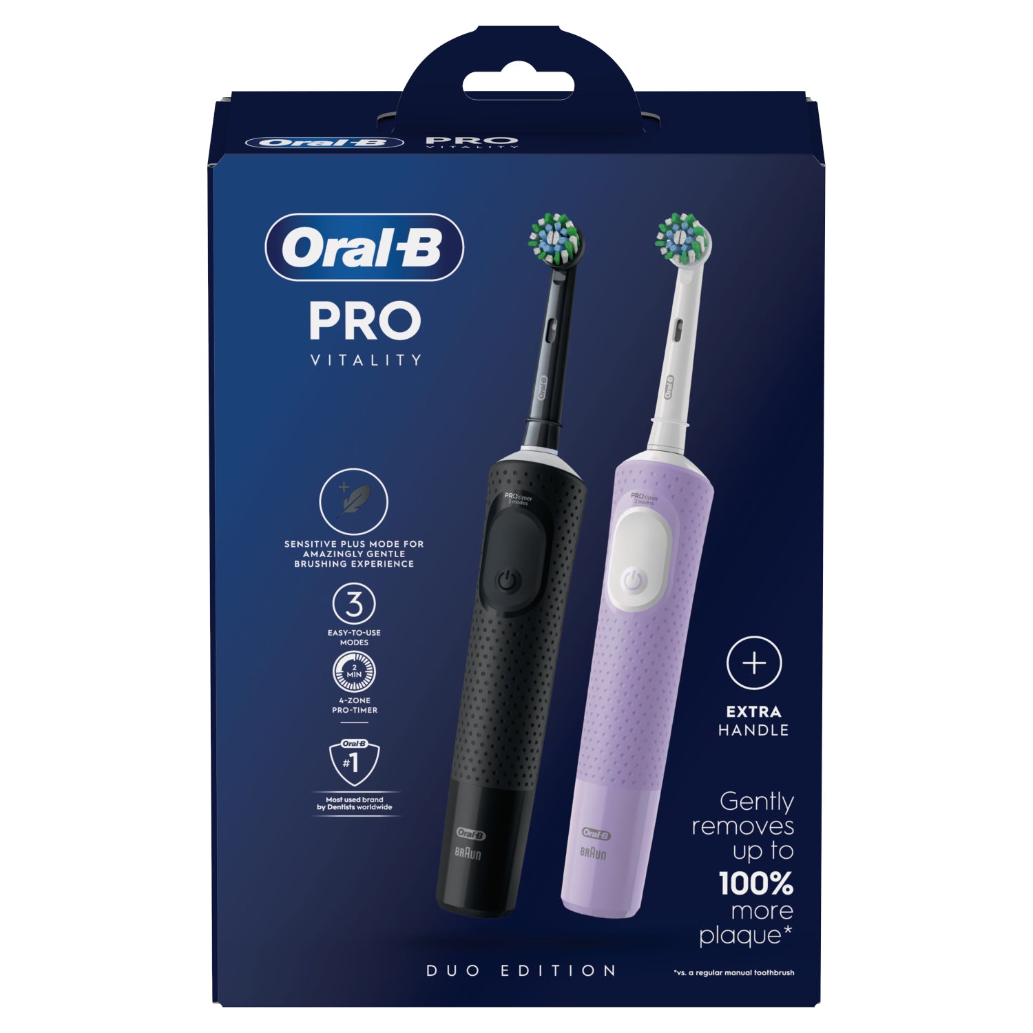 Oral-B Vitality Pro electric toothbrush duo pack black lilac - British product