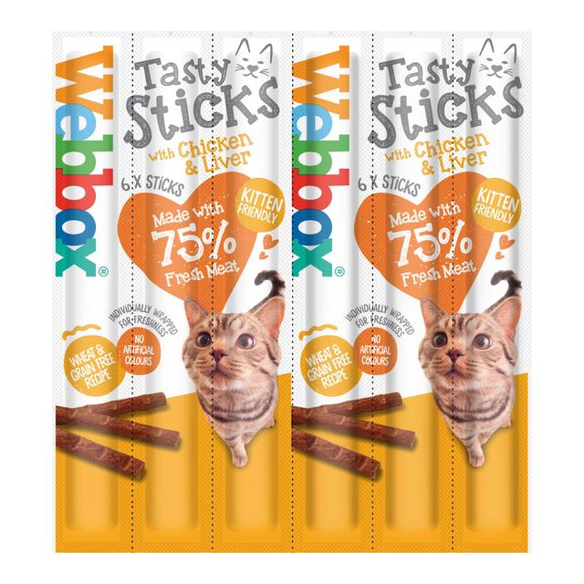 Webbox Tasty Sticks with Chicken & Liver Semi-Moist Cat Treats   30g