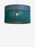Clarke and Clarke teal blue Martello tassel lampshade 55cm diameter, UK version