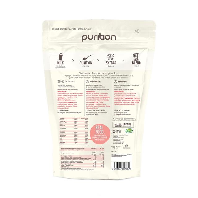 Purition Strawberry Vegan Wholefood Nutrition Powder    250g Keto M&S   