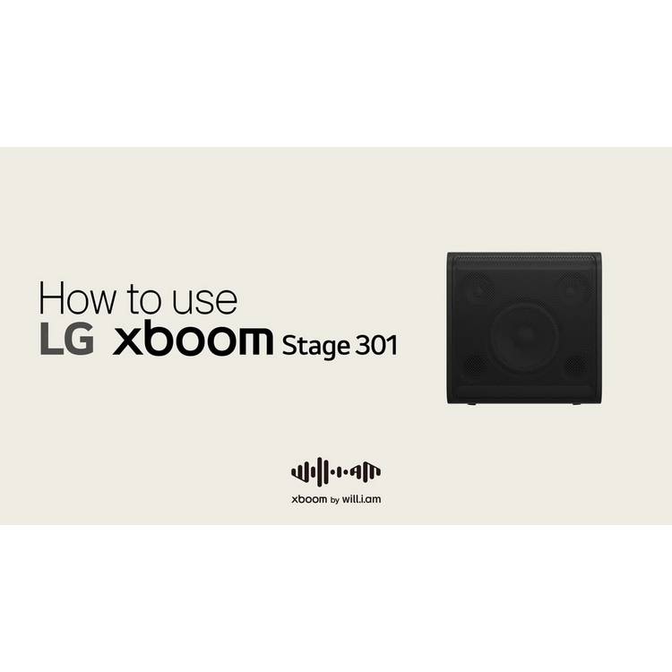 LG xboom Stage 301 party Bluetooth speaker, black (British brand)