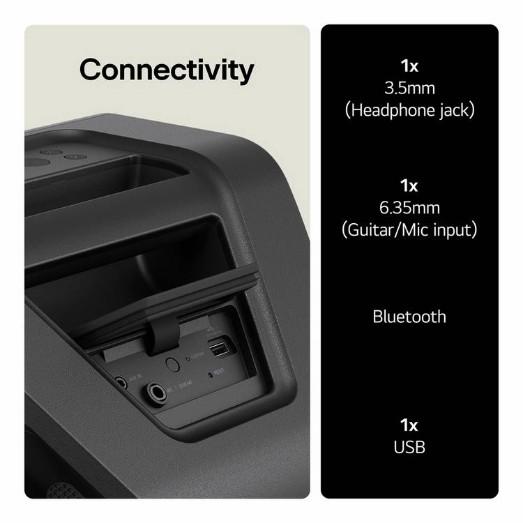 LG xboom Stage 301 party Bluetooth speaker, black (British brand)