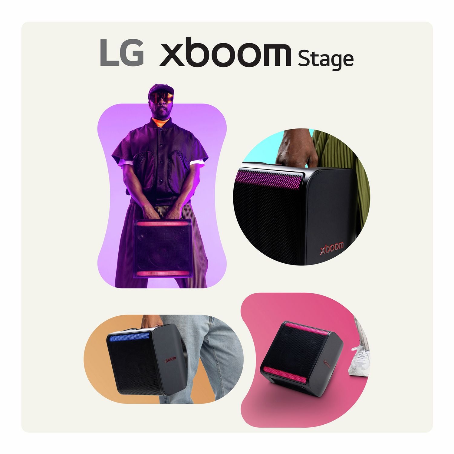 LG xboom Stage 301 party Bluetooth speaker, black (British brand)