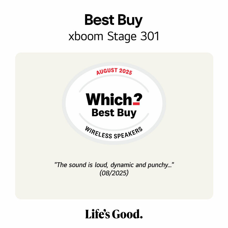 LG xboom Stage 301 party Bluetooth speaker, black (British brand)