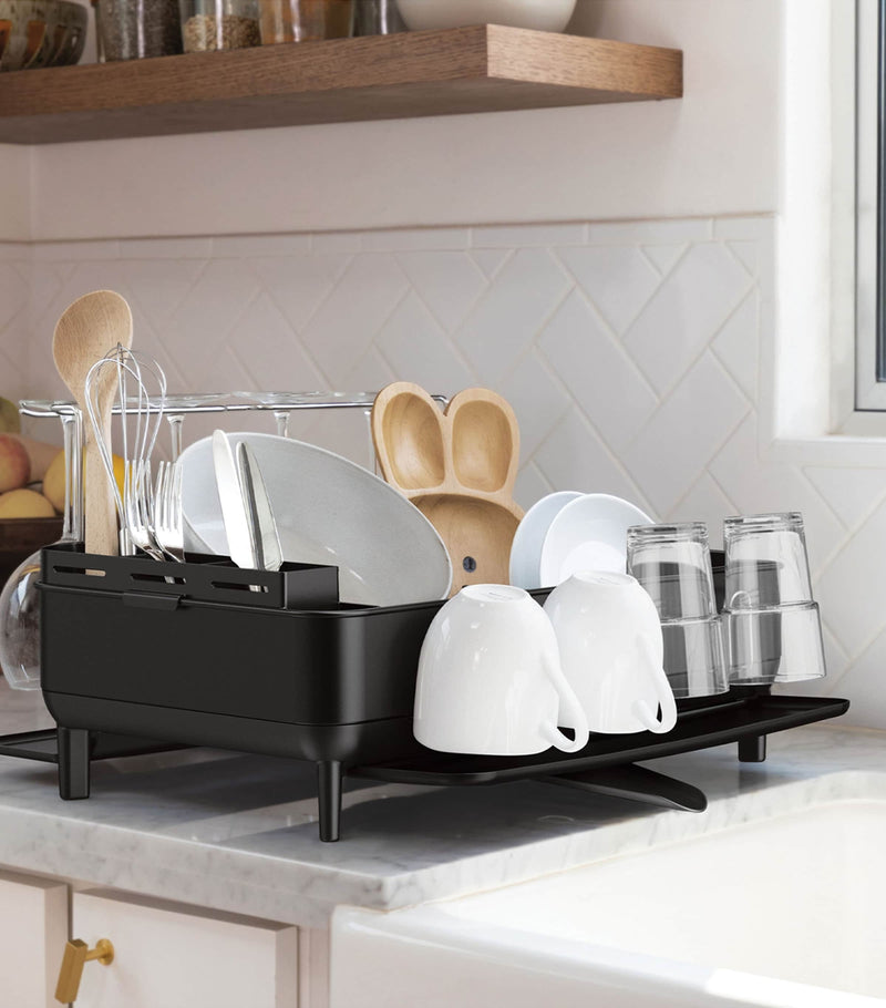 Simplehuman steel frame dish rack with rotating spout (British brand)