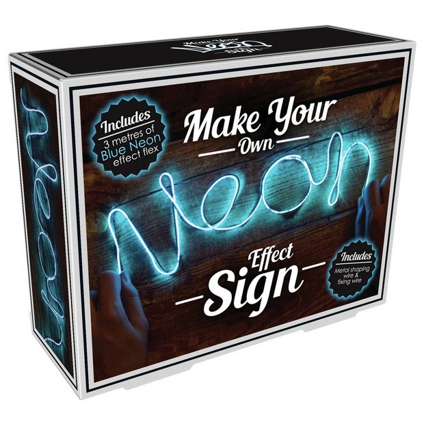 Neon effect sign DIY craft kit blue 3m, UK version