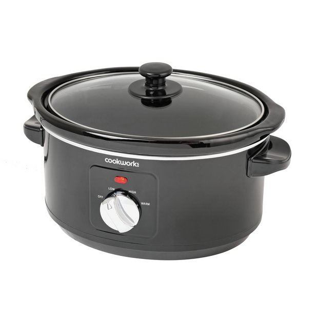 Cookworks 3.5L black slow cooker with ceramic bowl, UK version