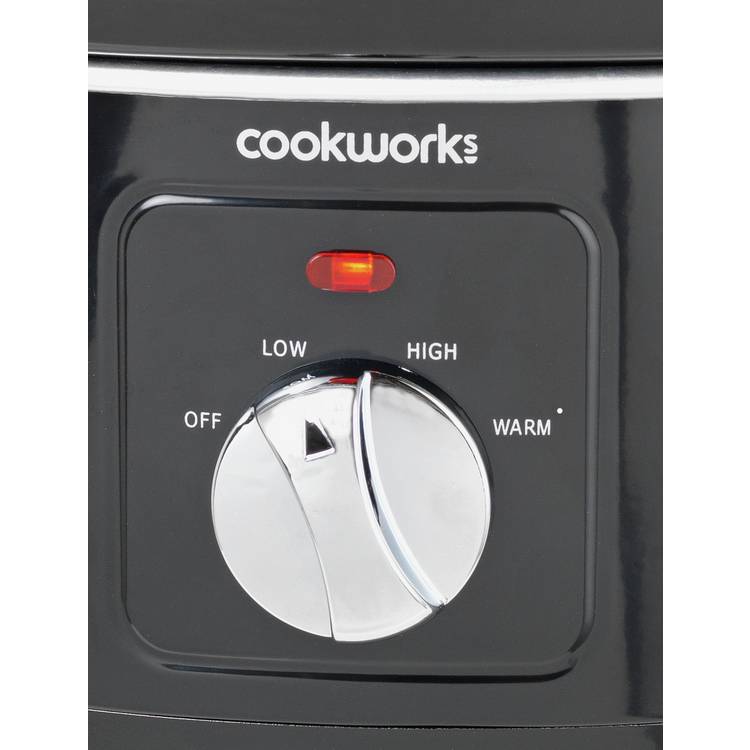 Cookworks 3.5L black slow cooker with ceramic bowl, UK version