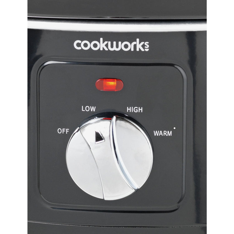 Cookworks 3.5L black slow cooker with ceramic bowl, UK version