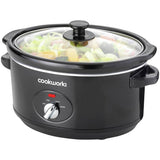 Cookworks 3.5L black slow cooker with ceramic bowl, UK version