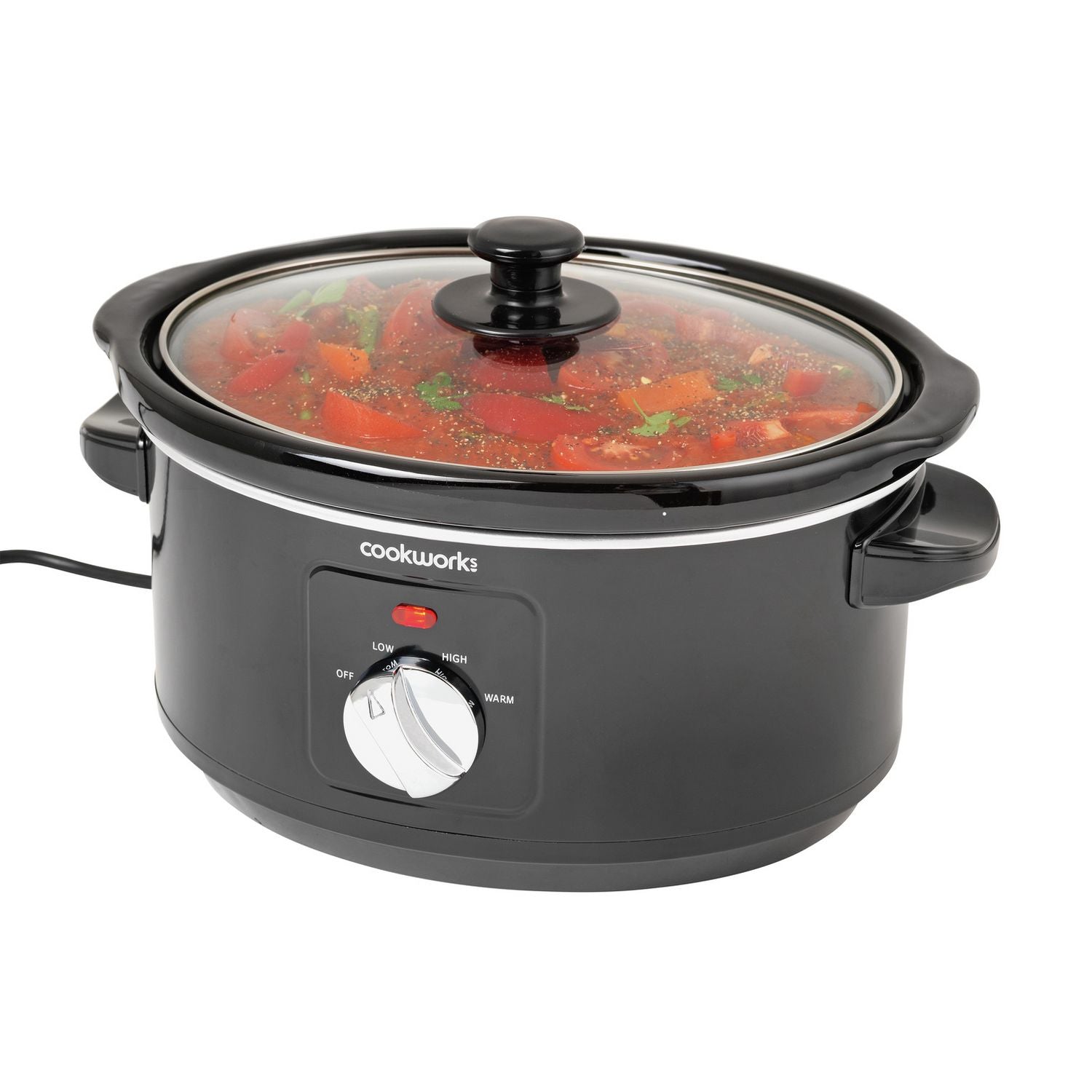 Cookworks 3.5L black slow cooker with ceramic bowl, UK version