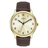 Limit men's watch brown faux leather strap 38mm, UK version