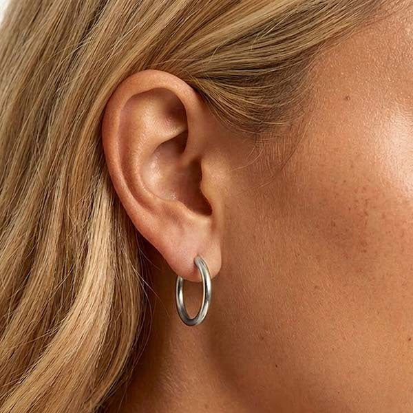 MUCHV silver solid hoop earrings 22mm diameter, UK version