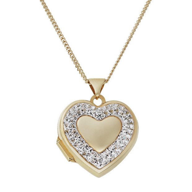 Moon & Back gold plated crystal heart locket - British product