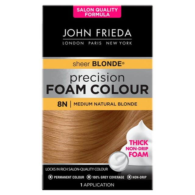 John Frieda Precision Foam Colour Hair Dye Medium Natural Blonde 8N GOODS M&S   