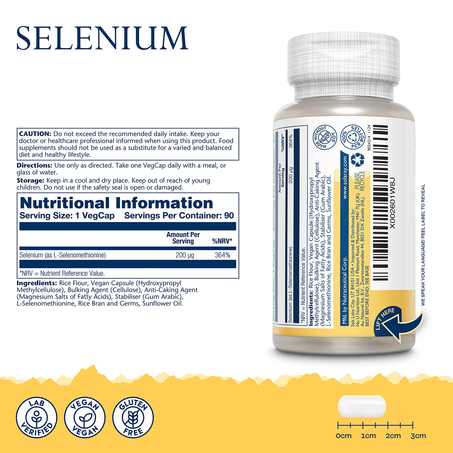 Solaray selenium supplement 200mcg 90 capsules - British product