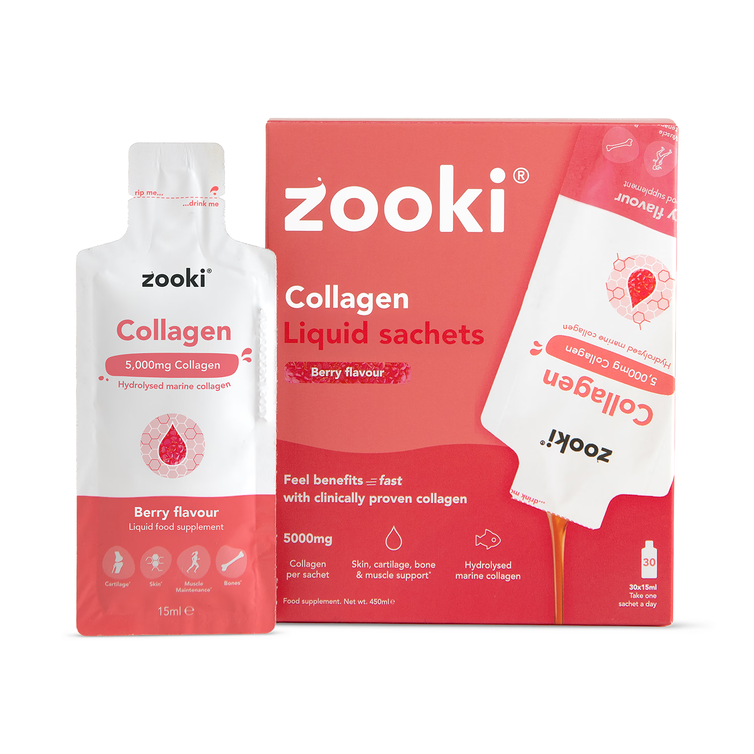 Zooki Marine Collagen Berry Flavour 30 Sachets - British product