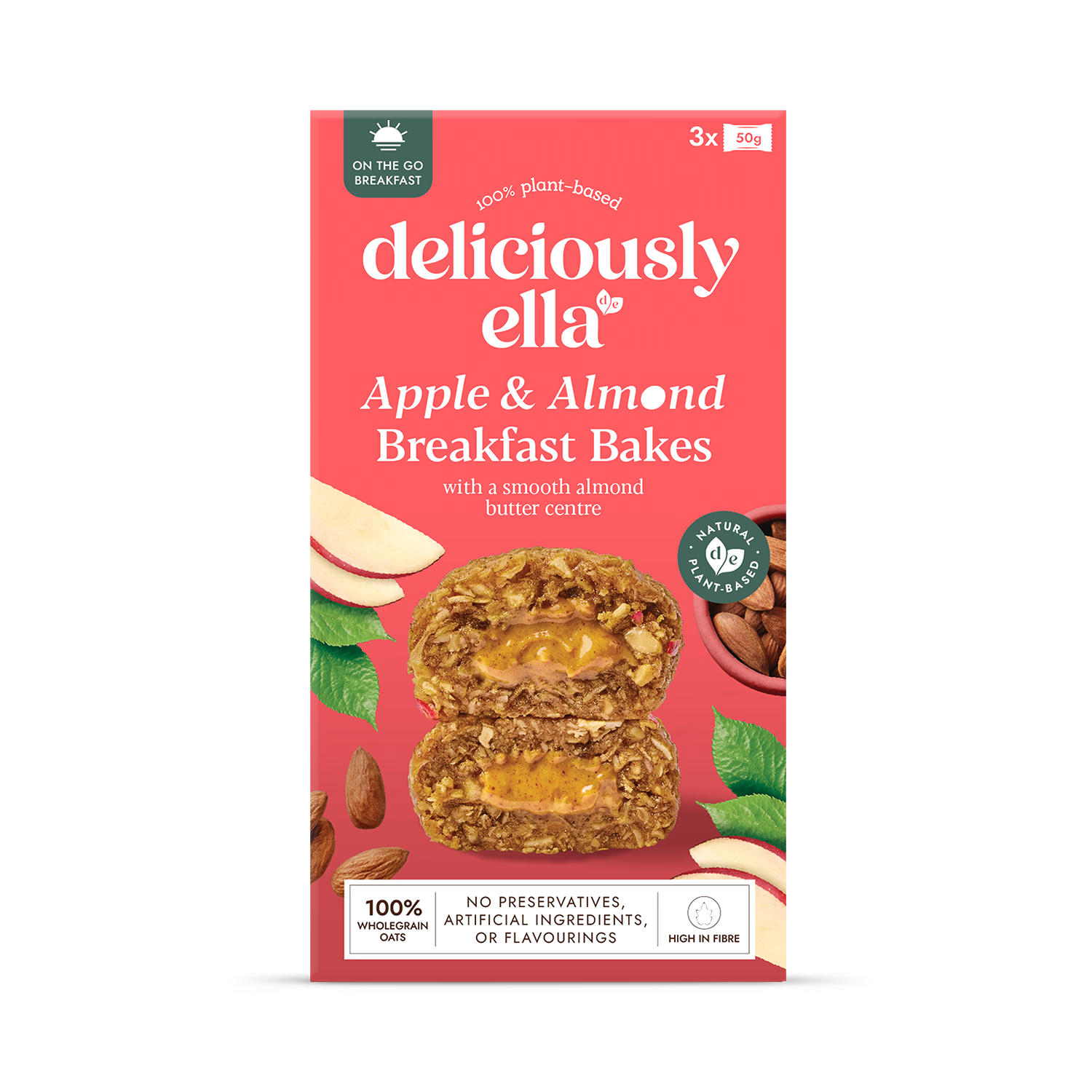 Deliciously Ella Apple & Almond Breakfast Bakes 3x50g - British product