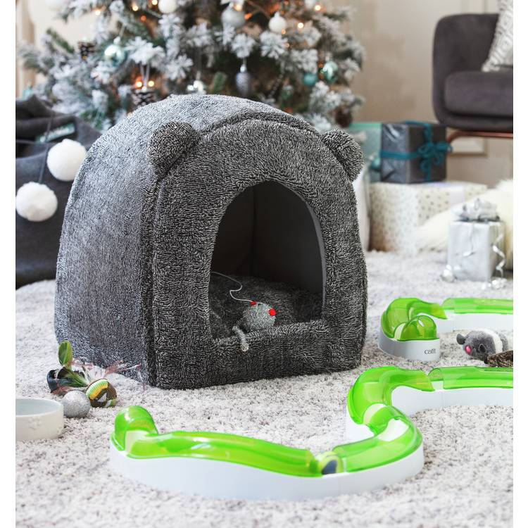 Rosewood cat bed grey teddy bear small - British product