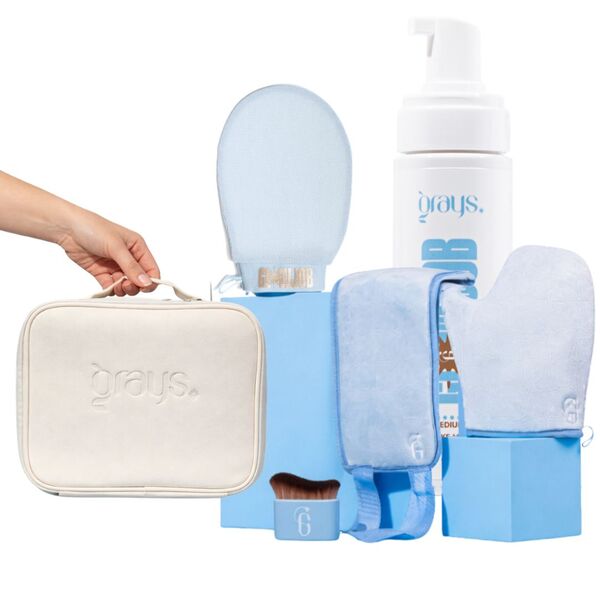 Glowjob medium tanning mousse bundle with accessories, imported from the UK