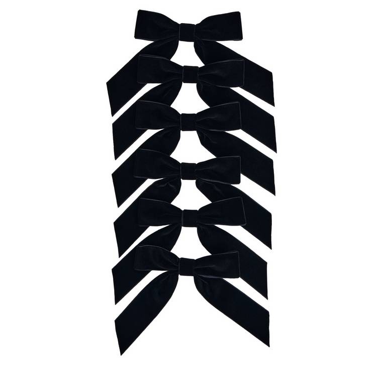 Argos Home black velvet bows pack of 6 (British brand)