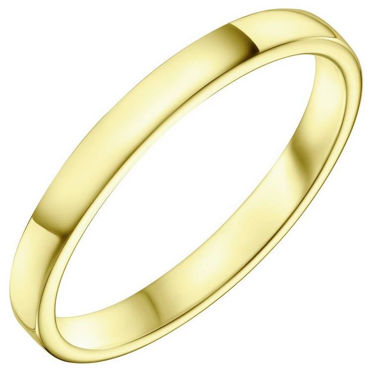 Revere 9ct yellow gold slight court wedding band ring (British brand)