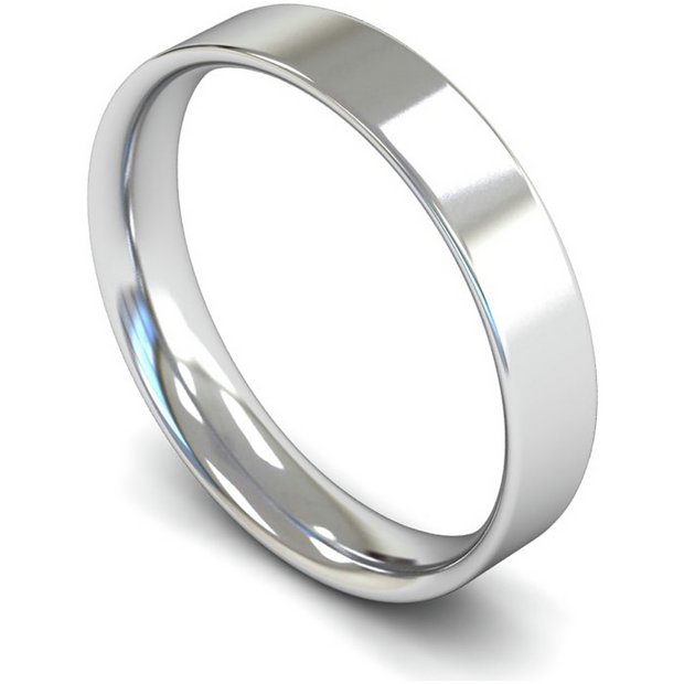 Wedfit 9ct white gold flat court wedding band ring 4mm size L (British brand)