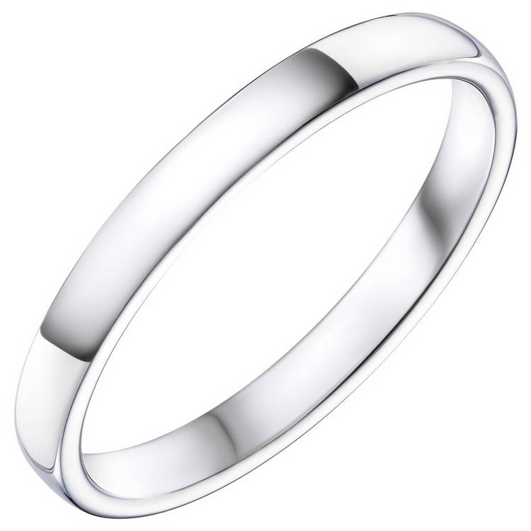Wedfit 9ct white gold slight court wedding band 2.5mm, UK version