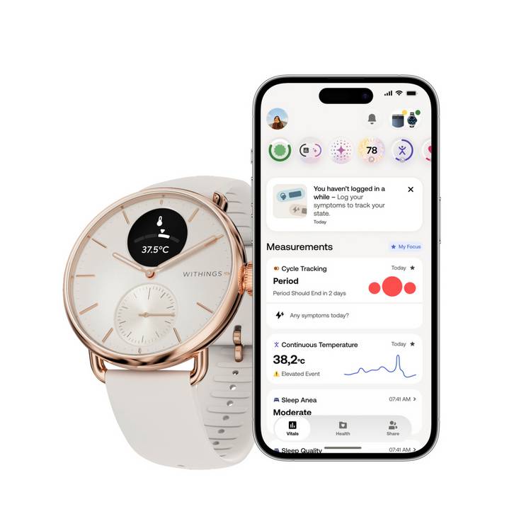 Withings ScanWatch 2 smart watch 38mm sand, UK version