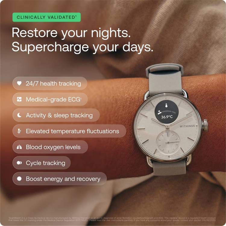 Withings ScanWatch 2 smart watch 38mm sand, UK version