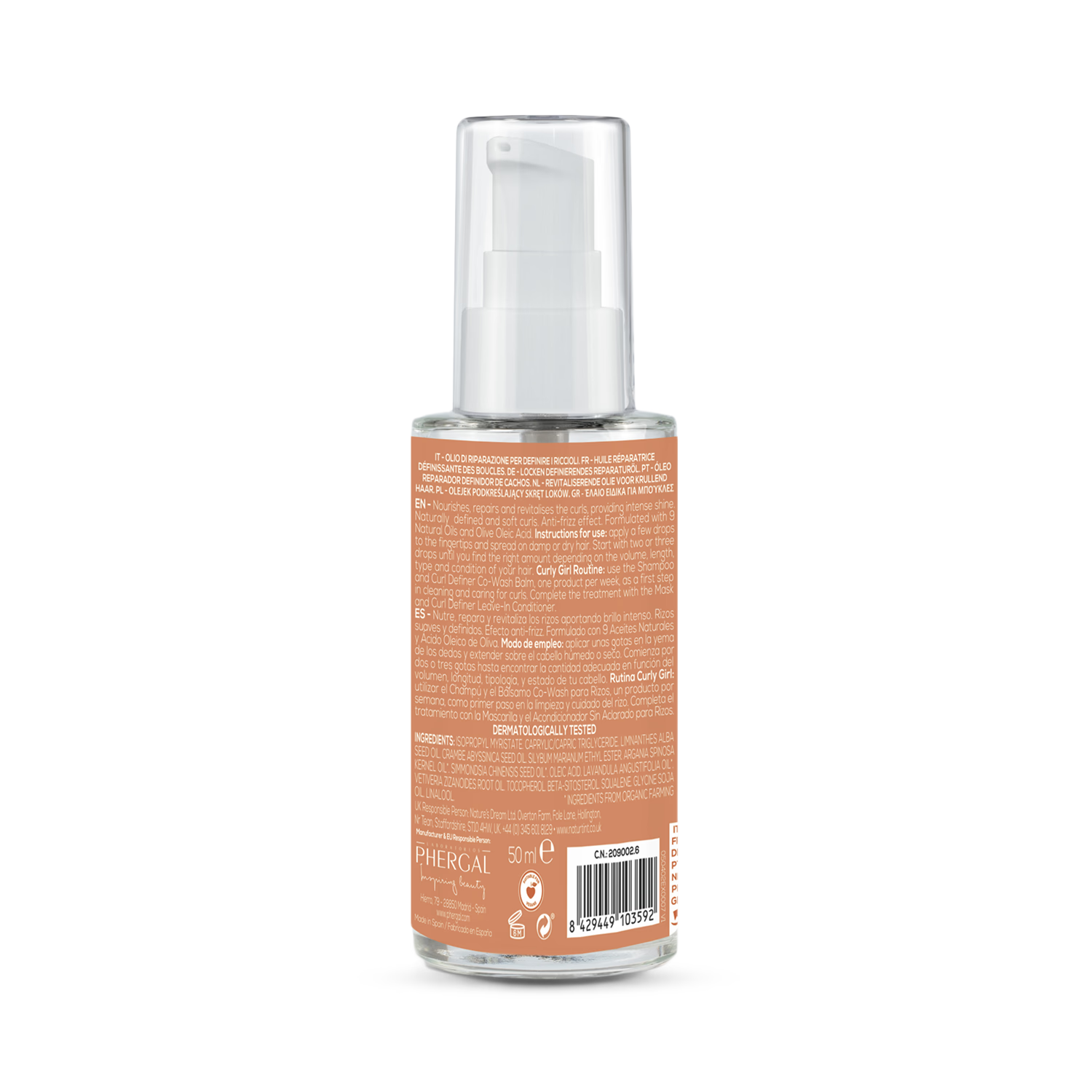 Naturtint Curly Curl Definer Hair Oil 50ml, imported from the UK