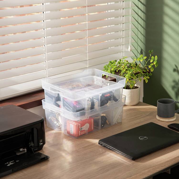 Strata modular plastic storage boxes 2 x 14L - British product