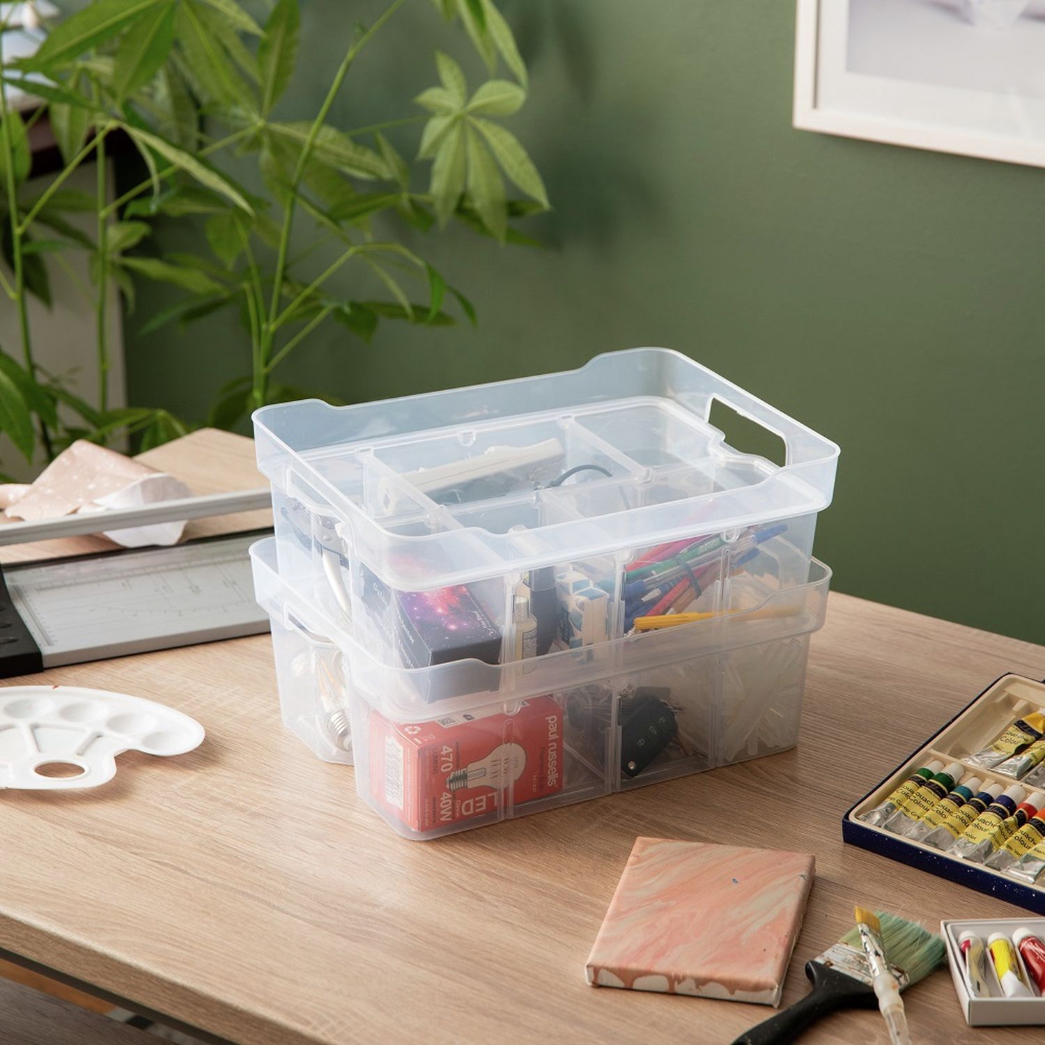 Strata modular plastic storage boxes 2 x 14L - British product