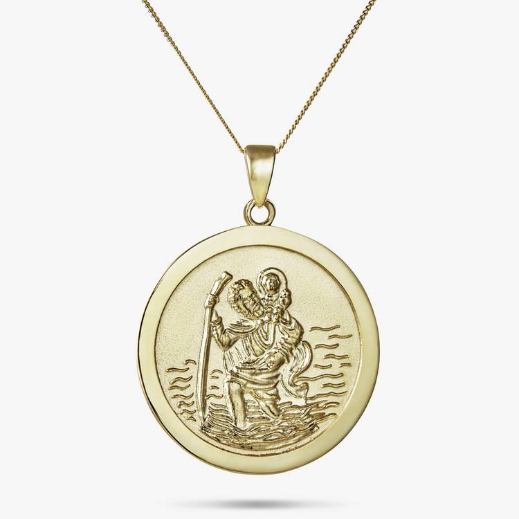 Revere 9ct yellow gold St. Christopher pendant necklace, UK version