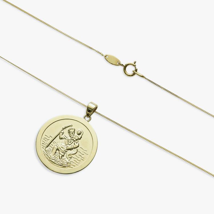 Revere 9ct yellow gold St. Christopher pendant necklace, UK version