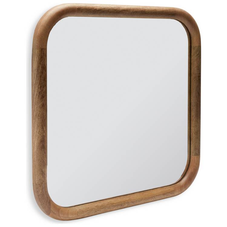Habitat brown chunky mango wood wall mirror 50x50cm, UK version