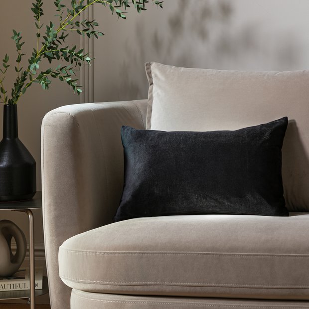Habitat black velvet oblong cushion 30x50cm - British product