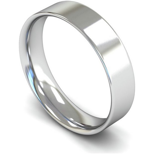 Wedfit 9ct white gold flat court wedding band 5mm, imported from the UK