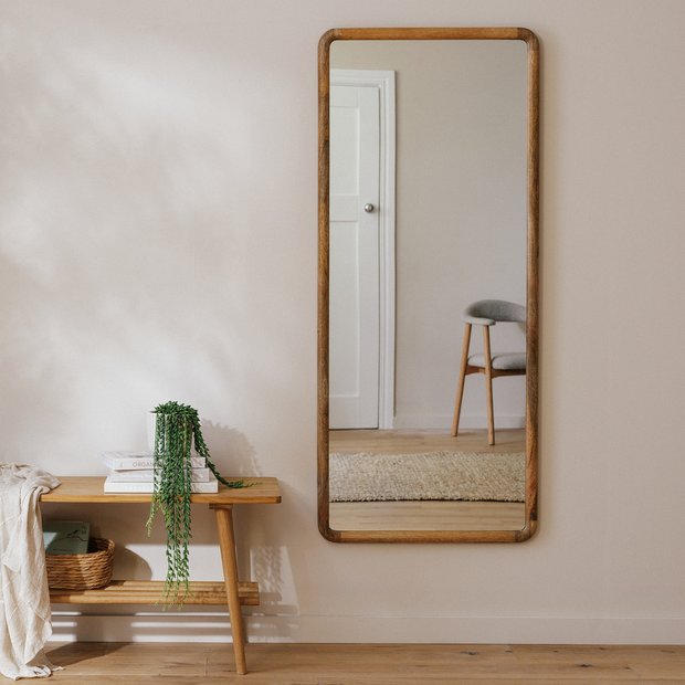 Habitat full length mango wood mirror, imported from the UK