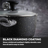 Tower 5 piece aluminium pan set in black, imported from the UK