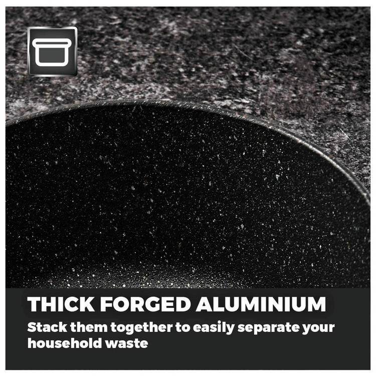 Tower 5 piece aluminium pan set in black, imported from the UK