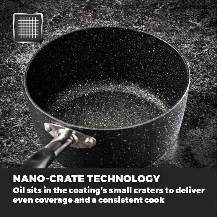 Tower 5 piece aluminium pan set in black, imported from the UK