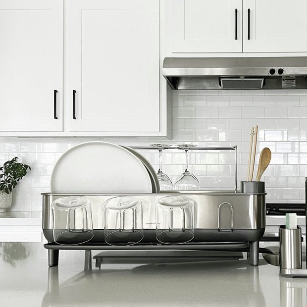 Simplehuman steel frame dish rack brushed steel, imported from the UK