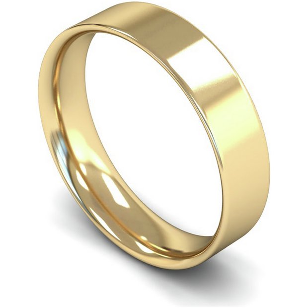 Wedfit yellow gold flat court wedding band 5mm, UK version